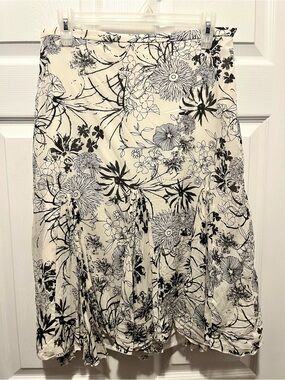 Marella Italy Skirt Floral White Size 8 Medium Summer Midi